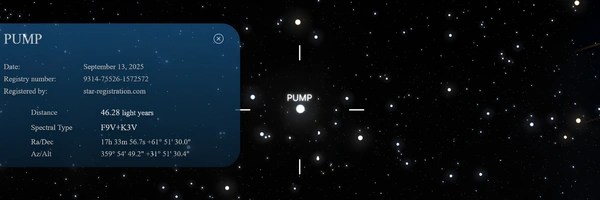 bought a star and named it pump Token Header
